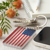 ヴィンテージ米国国旗とカスタム文字 キーホルダー (正面右)