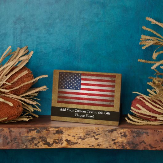 ヴィンテージ米国国旗とカスタム文字 フォトプラーク (側面)