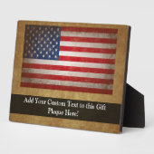 ヴィンテージ米国国旗とカスタム文字 フォトプラーク (側面)