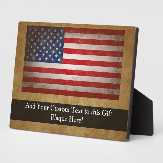 ヴィンテージ米国国旗とカスタム文字 フォトプラーク (側面)