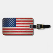 ヴィンテージ米国国旗とカスタム文字 ラゲッジタグ (正面横)