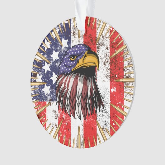 ヴィンテージ米国国旗のアメリカワシ オーナメント (正面)