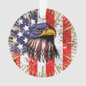 ヴィンテージ米国国旗のアメリカワシ オーナメント (正面)