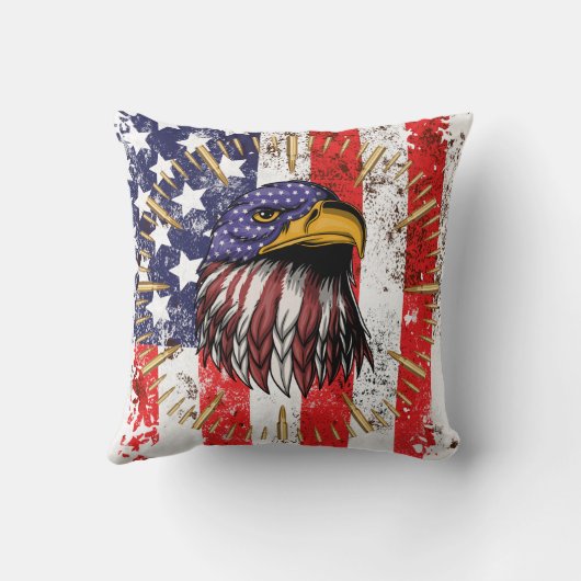 ヴィンテージ米国国旗のアメリカワシ クッション (裏面)