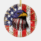 ヴィンテージ米国国旗のアメリカワシ セラミックオーナメント (正面)