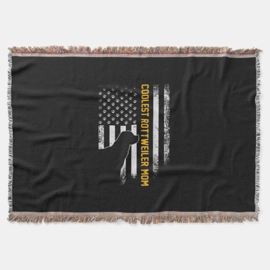 ヴィンテージ米国国旗のクールロットワイラー スローブランケット (正面)