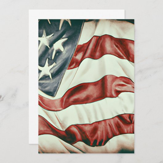 ヴィンテージ米国国旗のグラフィック サンキューカード (正面/裏面)