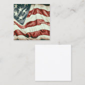 ヴィンテージ米国国旗のグラフィック スクエア名刺 (正面/裏面)