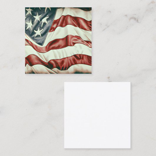 ヴィンテージ米国国旗のグラフィック スクエア名刺 (正面/裏面)