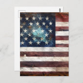ヴィンテージ米国国旗のグラフィック ポストカード (正面/裏面)