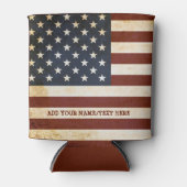 ヴィンテージ米国国旗のパーソナライズされたクーラーボックス 缶クーラー (正面)