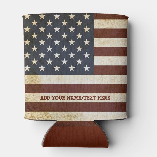 ヴィンテージ米国国旗のパーソナライズされたクーラーボックス 缶クーラー (裏面)