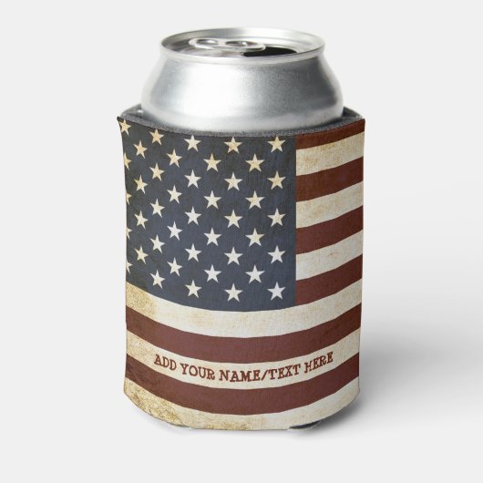 ヴィンテージ米国国旗のパーソナライズされたクーラーボックス 缶クーラー (缶裏面)