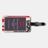 ヴィンテージ米国国旗のモノグラムのパーソナライズカスタム ラゲッジタグ (裏面横)