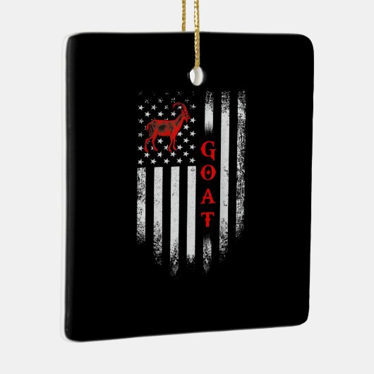 ヴィンテージ米国国旗のヤギ セラミックオーナメント (右)