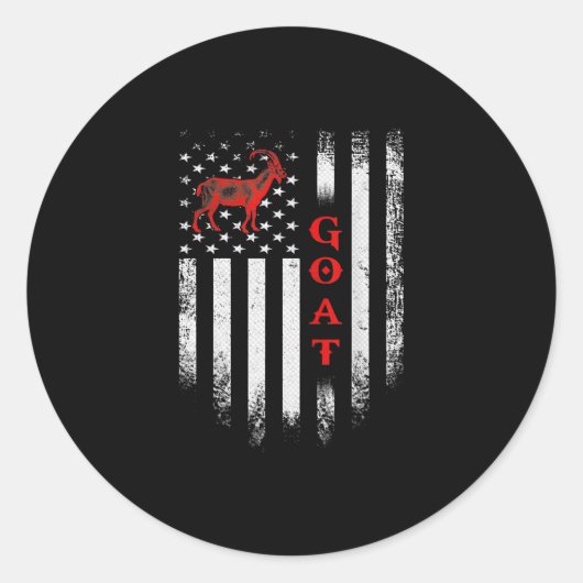 ヴィンテージ米国国旗のヤギ ラウンドシール (正面)