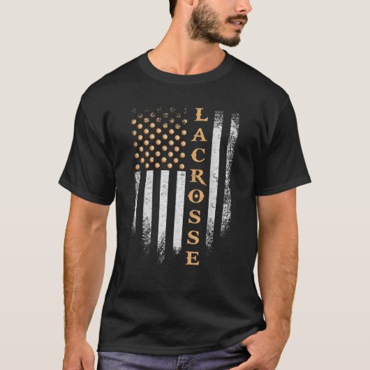 ヴィンテージ米国国旗のラクロス選手(愛国心) Tシャツ (正面)