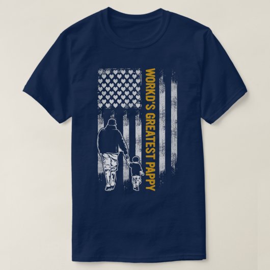 ヴィンテージ米国国旗の世界最大級のパピーおもしろいフ Tシャツ (デザイン正面)