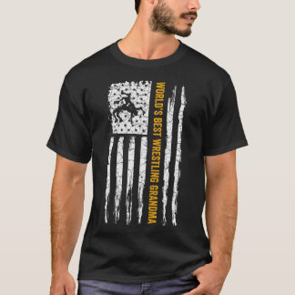 ヴィンテージ米国国旗の世界s最高のレスリングおばあちゃんWr Tシャツ