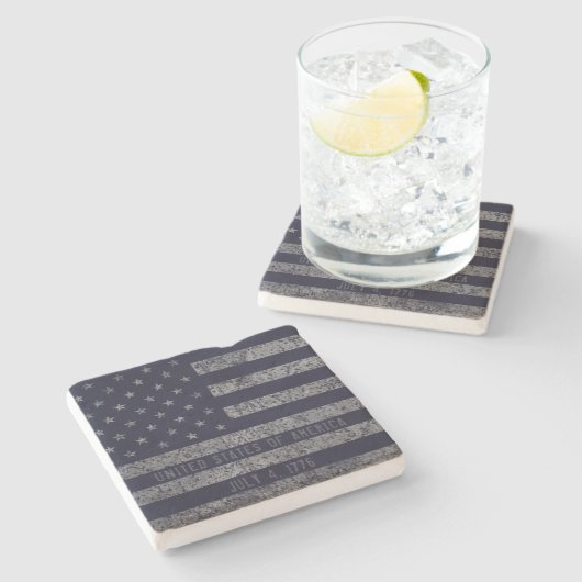 ヴィンテージ米国国旗の動揺して文字 ストーンコースター (横)