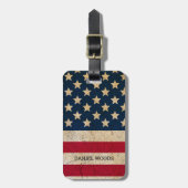 ヴィンテージ米国国旗の名前をカスタムすると住所 ラゲッジタグ (正面縦)