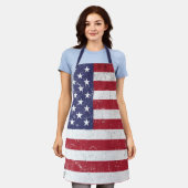 ヴィンテージ米国国旗の愛国的なアメリカ赤白青 エプロン (着用した状態)