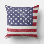 ヴィンテージ米国国旗の愛国的なアメリカ赤白青 クッション (正面)