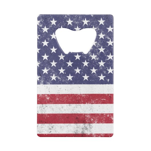 ヴィンテージ米国国旗の愛国的なアメリカ赤白青 クレジットカード栓抜き (裏面)