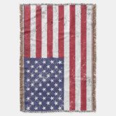 ヴィンテージ米国国旗の愛国的なアメリカ赤白青 スローブランケット (正面縦)