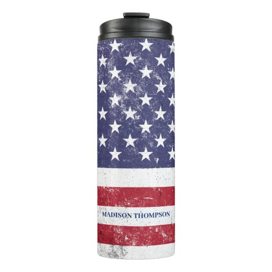ヴィンテージ米国国旗の愛国的なアメリカ赤白青 タンブラー (正面)