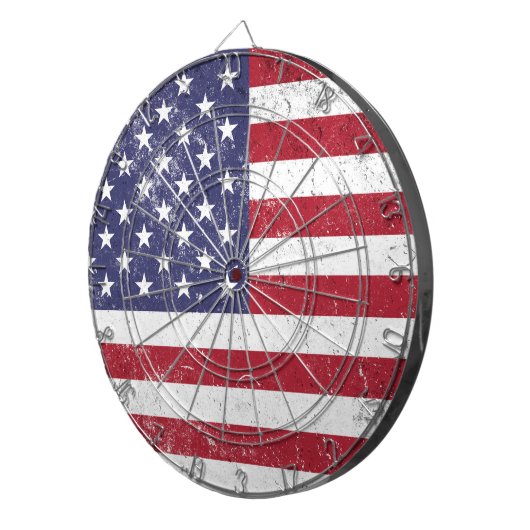 ヴィンテージ米国国旗の愛国的なアメリカ赤白青 ダーツボード (正面右)