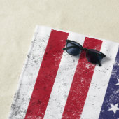 ヴィンテージ米国国旗の愛国的なアメリカ赤白青 ビーチタオル (インサイチュ)