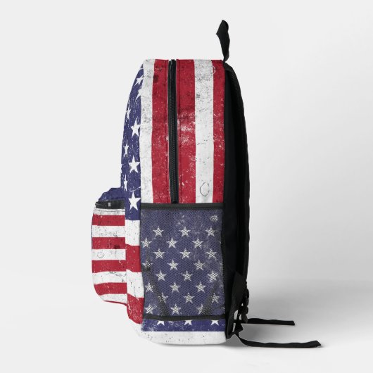 ヴィンテージ米国国旗の愛国的なアメリカ赤白青 プリントバックパック (右)