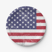 ヴィンテージ米国国旗の愛国的なアメリカ赤白青 ペーパープレート (正面)