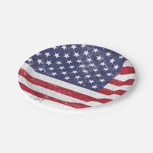 ヴィンテージ米国国旗の愛国的なアメリカ赤白青 ペーパープレート (アングル)