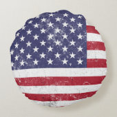 ヴィンテージ米国国旗の愛国的なアメリカ赤白青 ラウンドクッション (裏面)