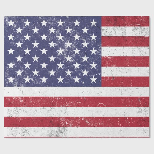 ヴィンテージ米国国旗の愛国的なアメリカ赤白青 ラッピングペーパー (フラット)
