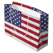ヴィンテージ米国国旗の愛国的なアメリカ赤白青 ラージペーパーバッグ (裏面アングル)