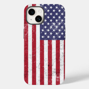 ヴィンテージ米国国旗の愛国的なアメリカ赤白青 Case-Mate iPhone 14ケース