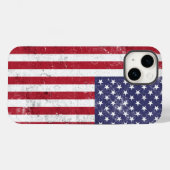 ヴィンテージ米国国旗の愛国的なアメリカ赤白青 Case-Mate iPhoneケース (裏面 (横))