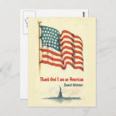 ヴィンテージ米国国旗の感謝はがき ポストカード (正面/裏面)