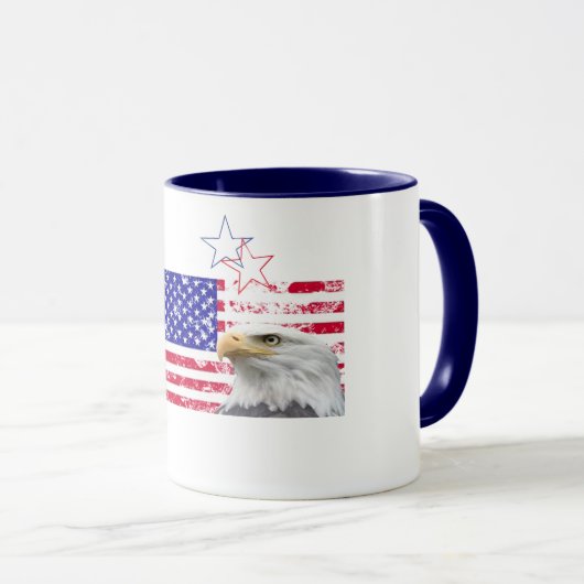 ヴィンテージ米国国旗の独立記念日7月4日愛国心 マグカップ (正面右)