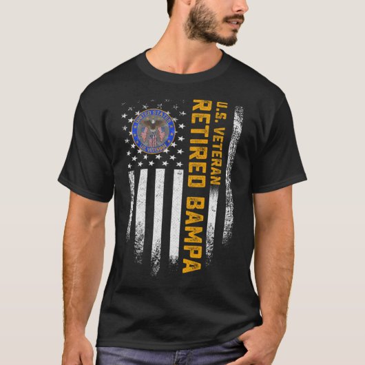 ヴィンテージ米国国旗の米国退役軍人誇りを持った 退職した Tシャツ (正面)