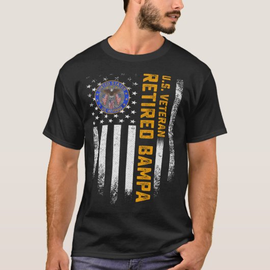 ヴィンテージ米国国旗の米国退役軍人誇りを持った 退職した Tシャツ (正面)