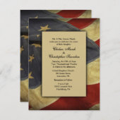 ヴィンテージ米国国旗の結婚式招待状 招待状 (正面/裏面)