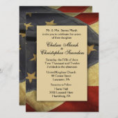 ヴィンテージ米国国旗の結婚式招待状 招待状 (正面/裏面)