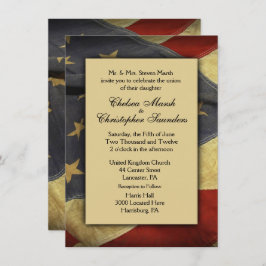 ヴィンテージ米国国旗の結婚式招待状 招待状