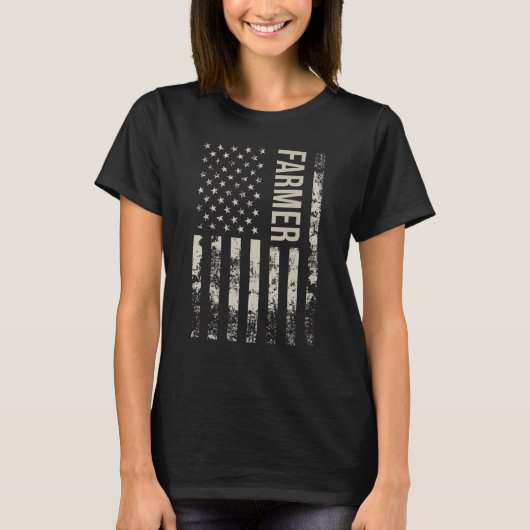 ヴィンテージ米国国旗の農家 Tシャツ (正面)