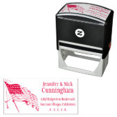 ヴィンテージ米国国旗のSelfInk差出人住所スタンプ セルフインキングスタンプ (インサイチュ)