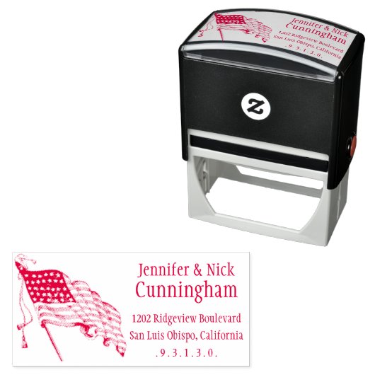 ヴィンテージ米国国旗のSelfInk差出人住所スタンプ セルフインキングスタンプ (インサイチュ)